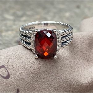 David Yurman Sterling Wheaton Red Garnet Ring Sz 7